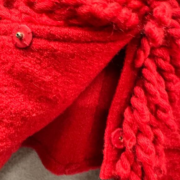 Talbots Wool Blazer Womens Small Red Fringe Detail Snap Up Crop Classic Vintage - Picture 6 of 7